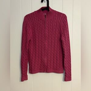 L.L.Bean women's cable-knit full-zip sweater Size M